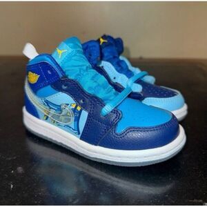 Nike Air Jordan 1 Mid Fly Navy Light Blue BV8175-400 Td Toddler Size 7C